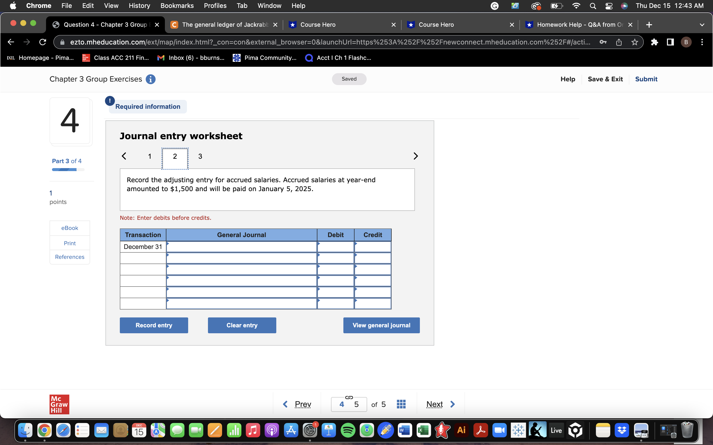 3 Group F X C The general ledger of Jackrabb > Course