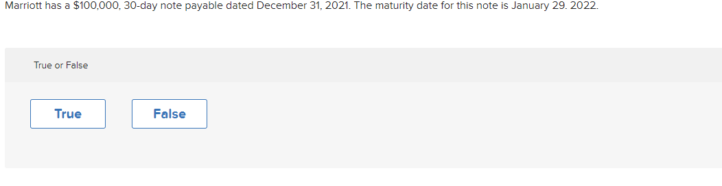 54 Marriott has a $100,000, 30-day note payable dated December 31, 2021.