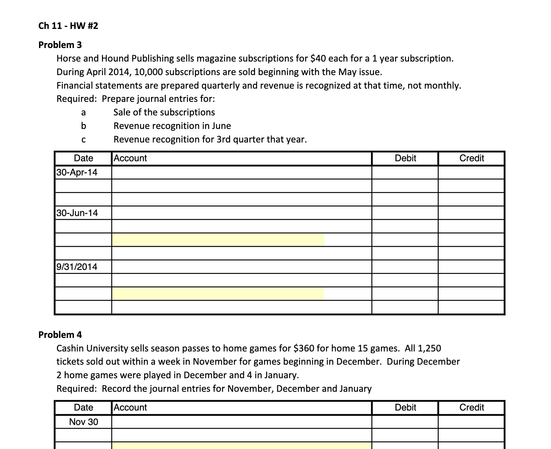  Ch 11 - HW #2 Problem 3 Horse and Hound Publishing