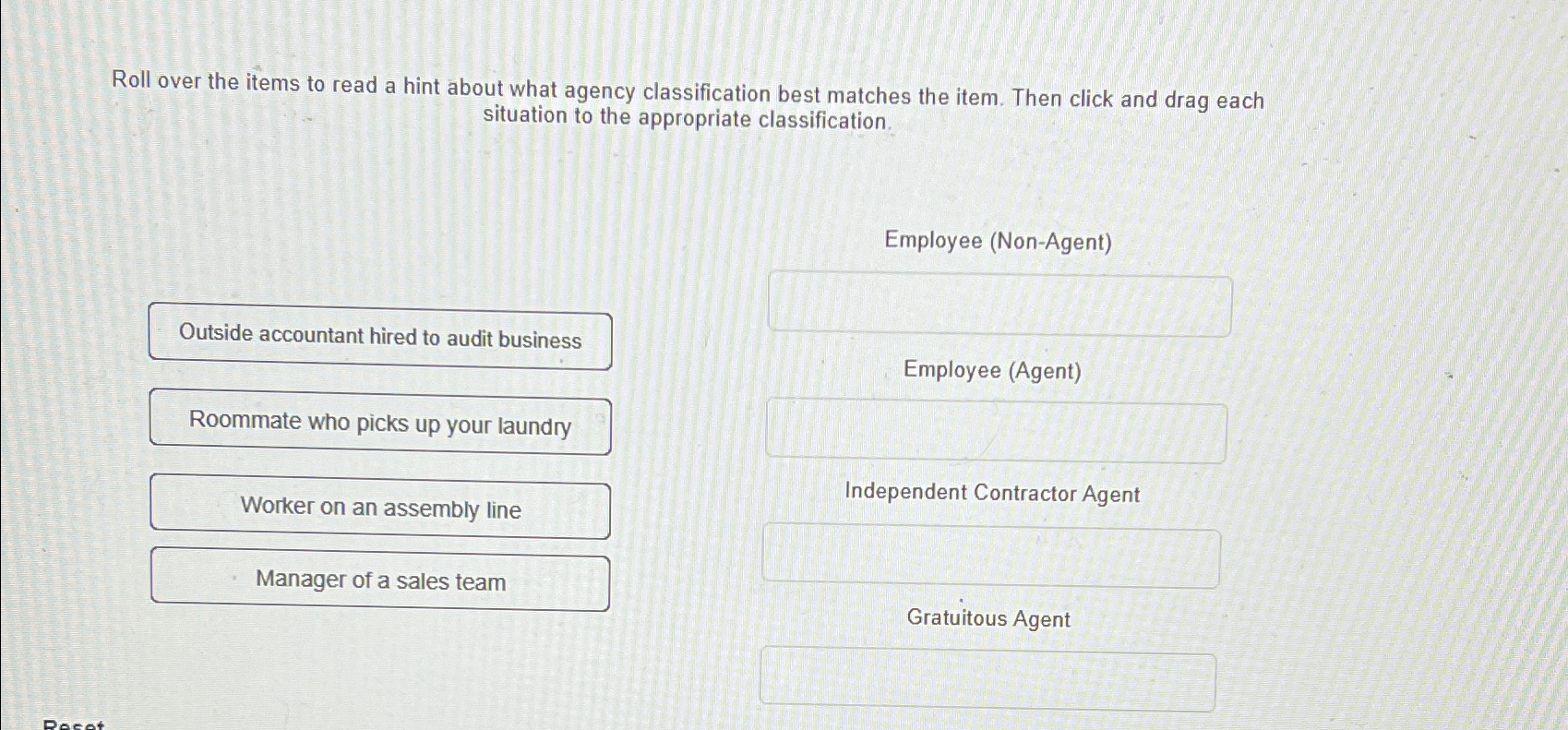  Roll over the items to read a hint about what agency