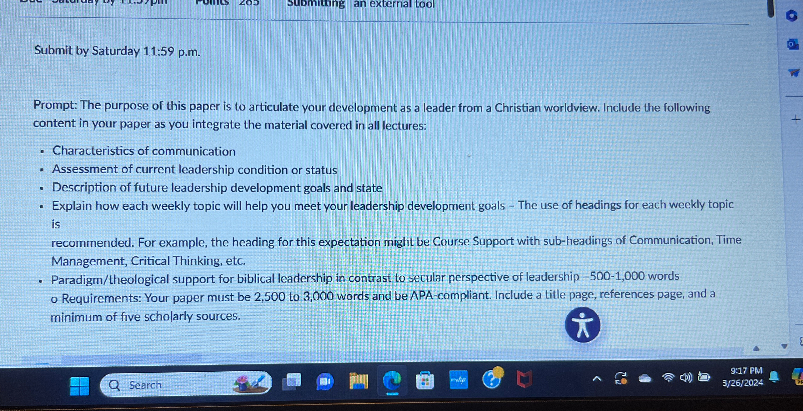  Submit by Saturday 11:59 p.m. Prompt: The purpose of this paper