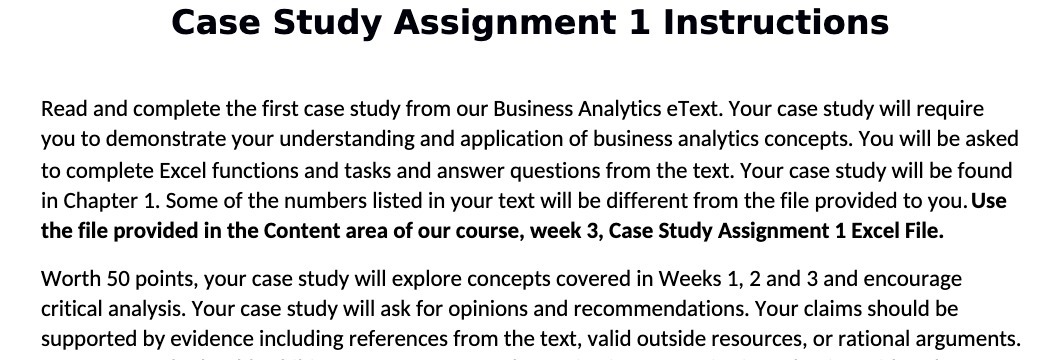  Case Study Assignment 1 Instructions Read and complete the first case