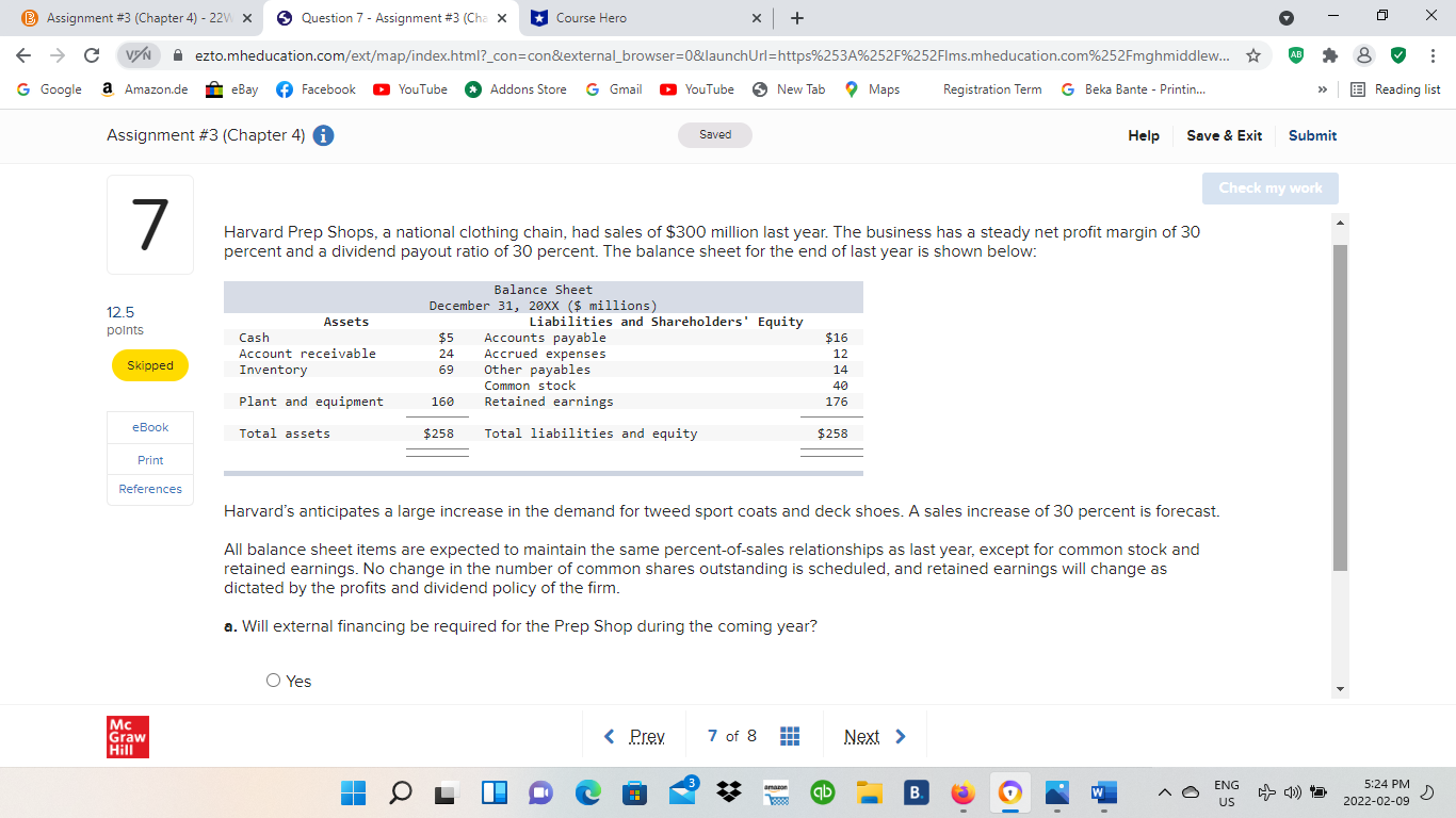  B Assignment #3 (Chapter 4) - 22V x Question 7 -