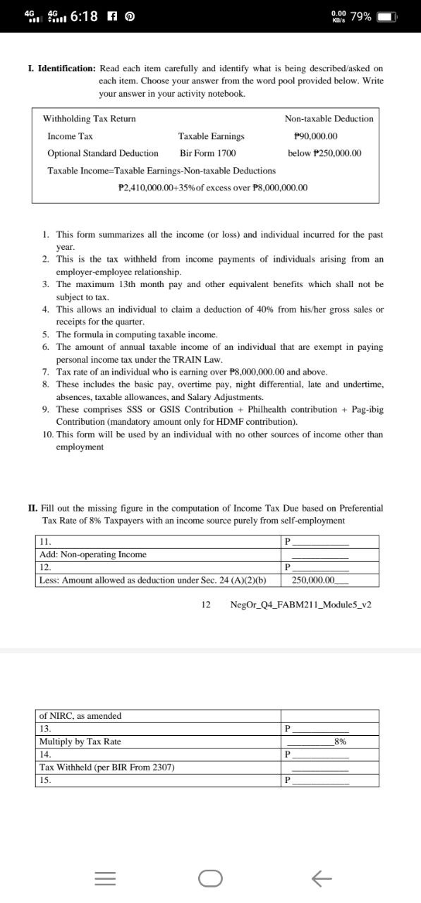 Compute for the withholding tax for weekly wage earners. Write your computation