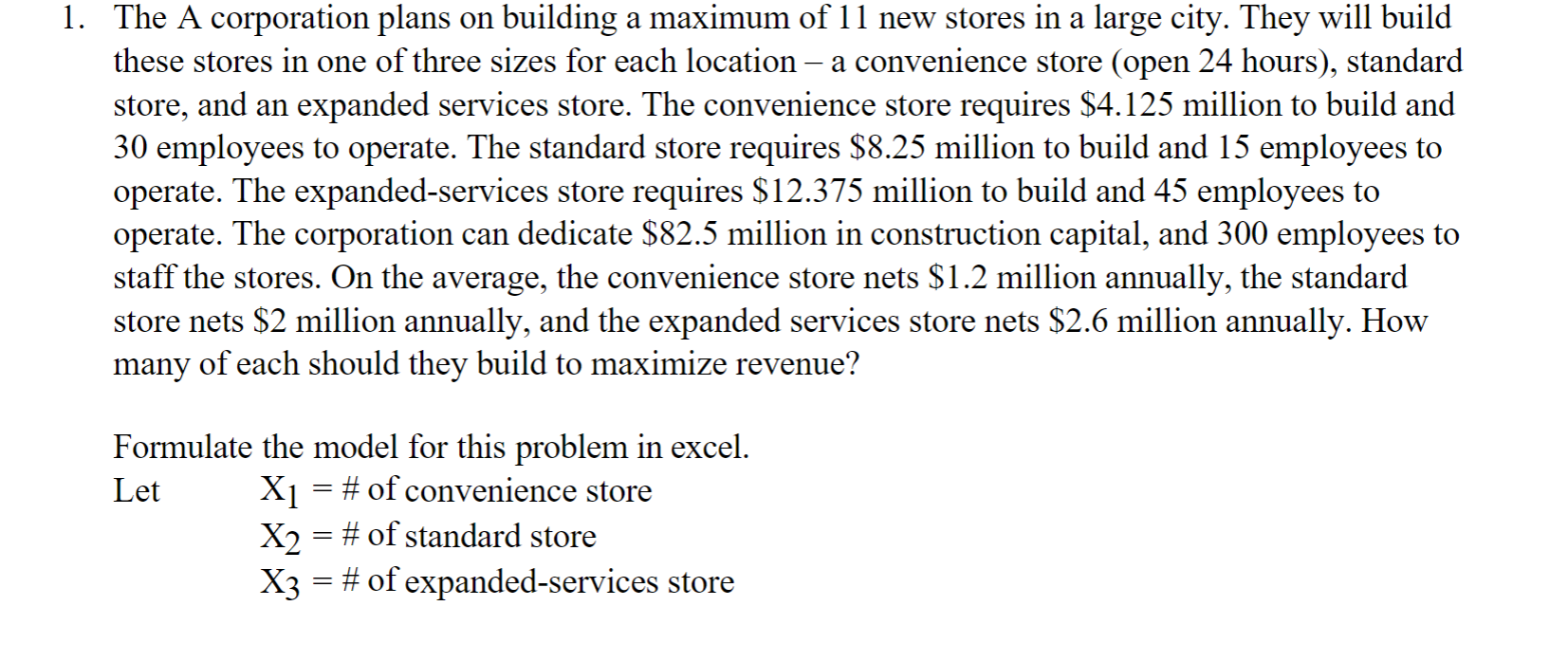Hello, I have an excel mathematical question and need help building Linear
