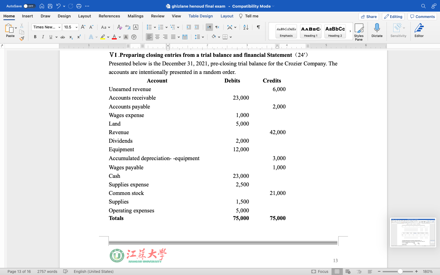 henoud final exam - Compatibility Mode Home Insert Draw Design Layout References