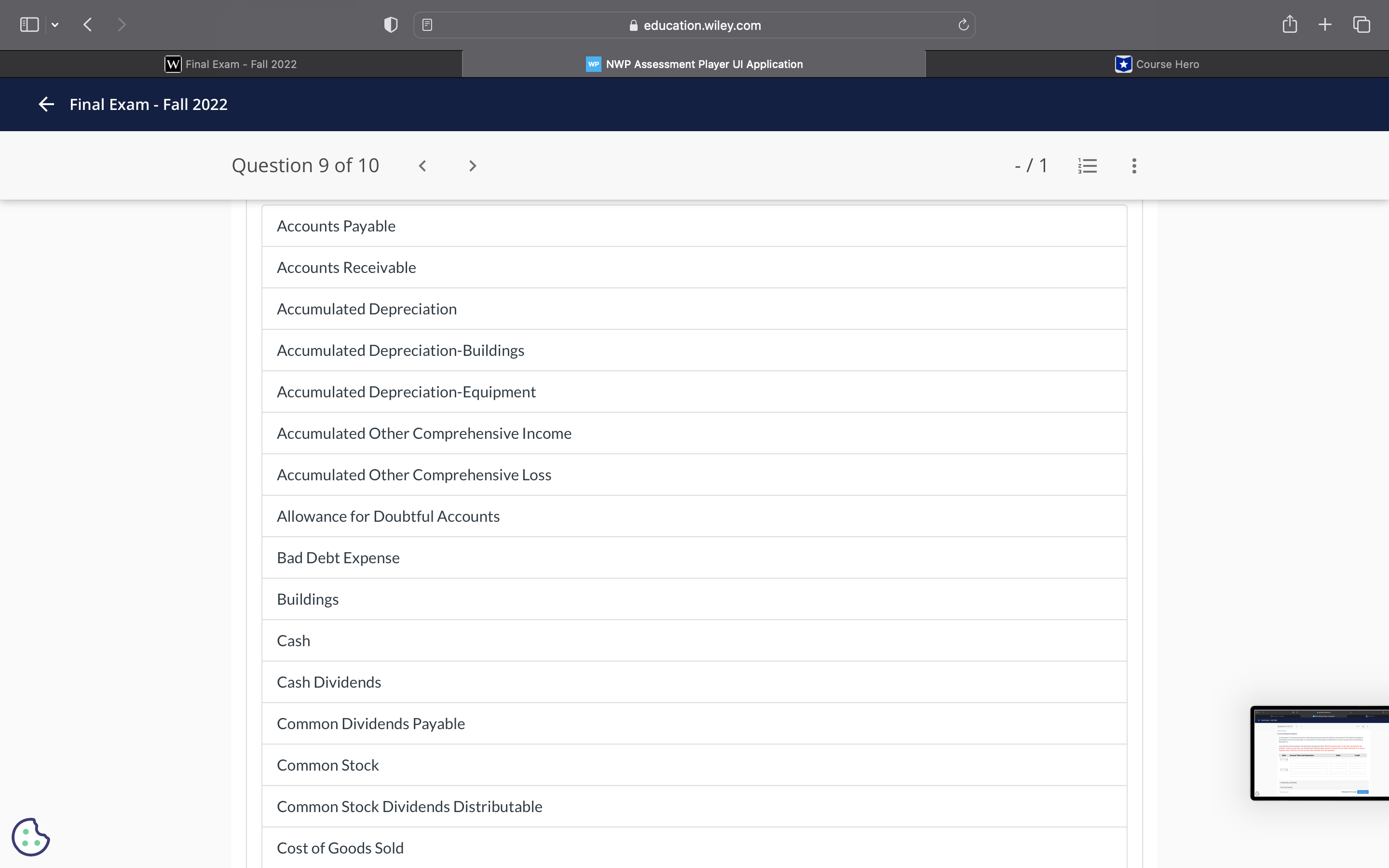 Ul Application 6 Final Exam - Fall 2022 Question 9 oin /i