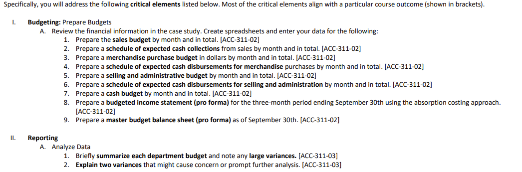  Specifically, you will address the following critical elements listed below. Most