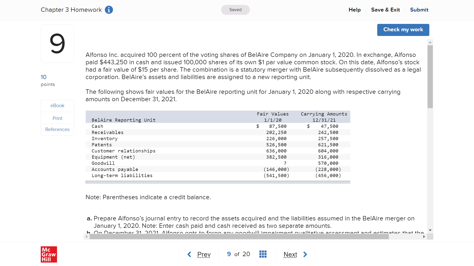  Chapter 3 Homework i Saved Help Save & Exit Submit Check