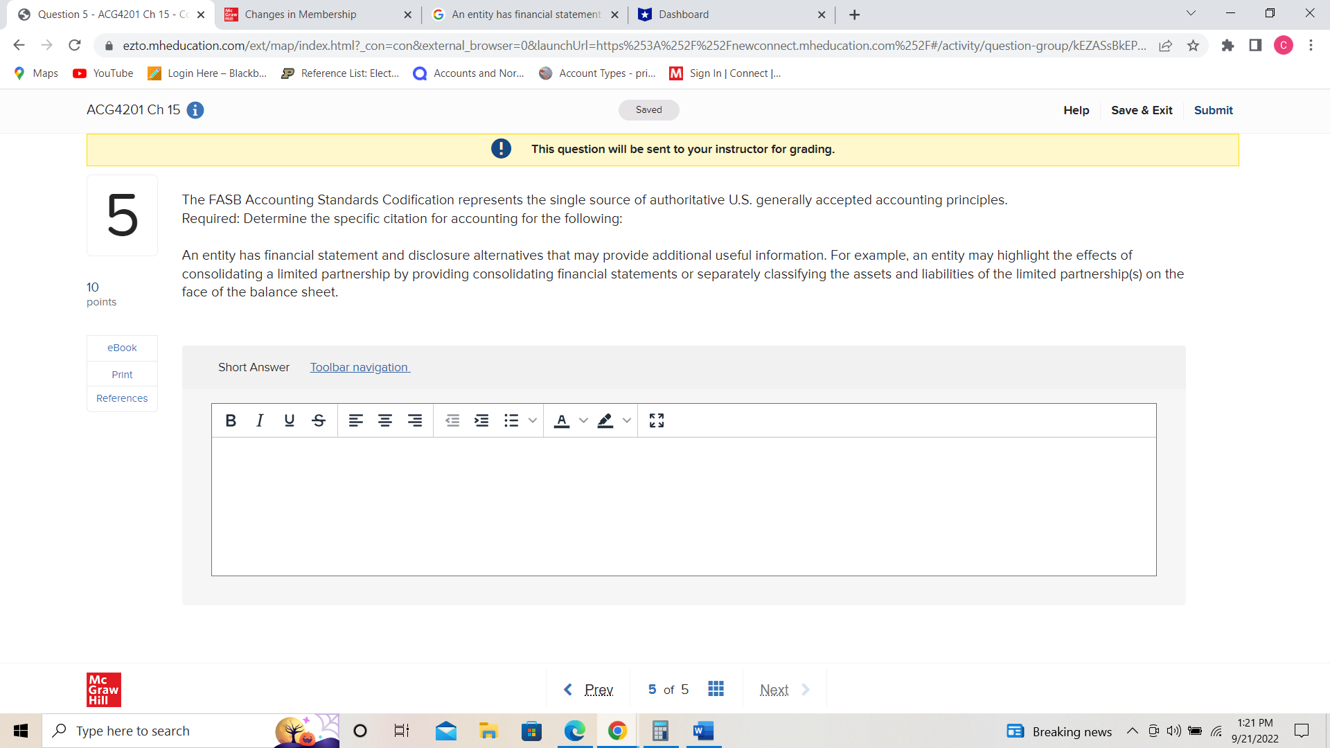  Question 5 - ACG4201 Ch 15 - Cc X Changes in