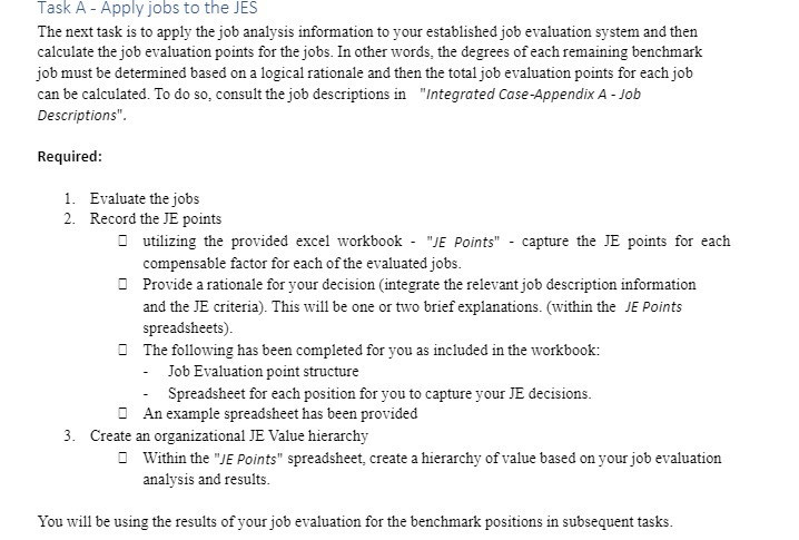 Task x Apply jobs to the lES The next task is