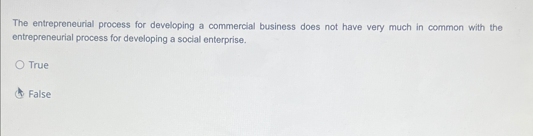  The entrepreneurial process for developing a commercial business does not have