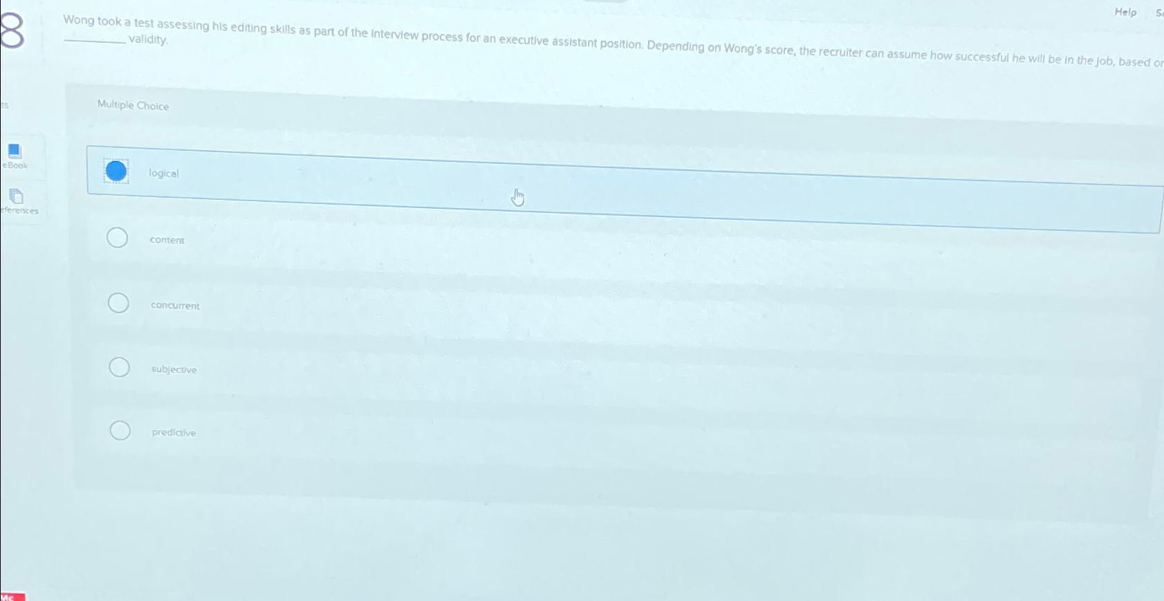  Multiple Choice logical content concurrent subjective predicive 