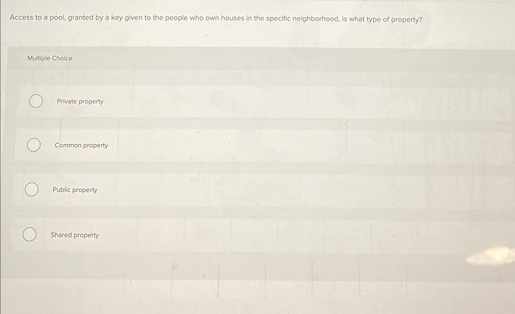  Access to a pool, granted by a key given to the