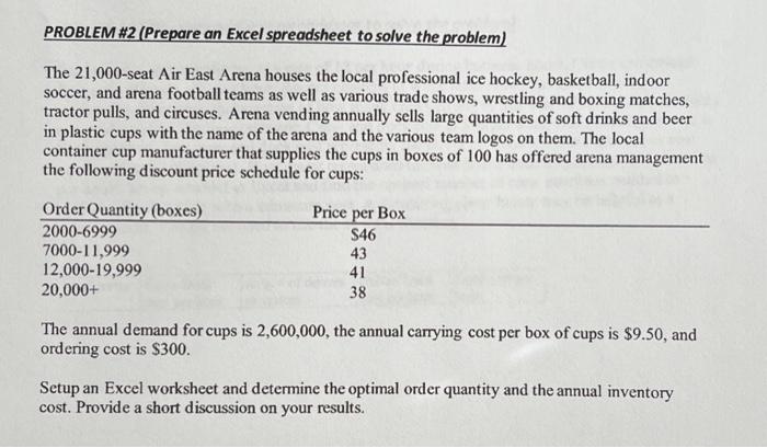 please use excel and excel functions PROBLEM H2 (Prepare an Excel spreadsheet
