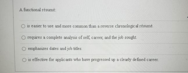  A functional rsum: is easier to use and more common than
