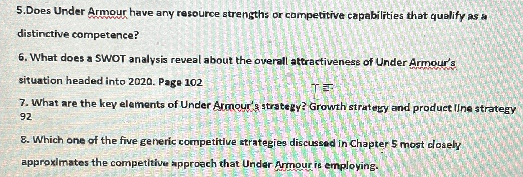  5.Does Under Armour have any resource strengths or competitive capabilities that