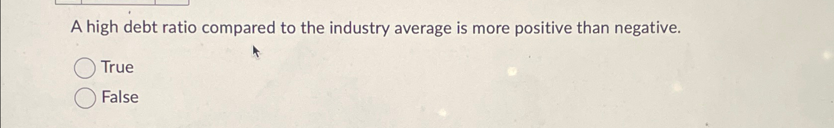 A high debt ratio compared to the industry average is more