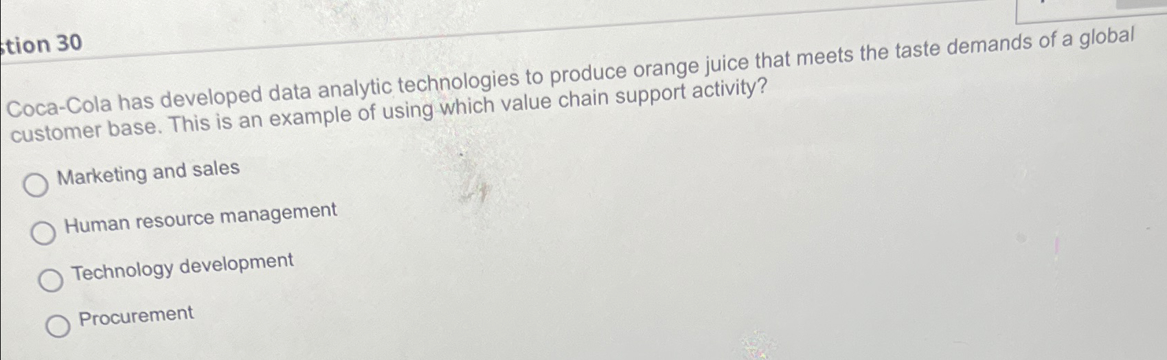  tion 30 oca-Cola has developed data analytic technologies to produce orange