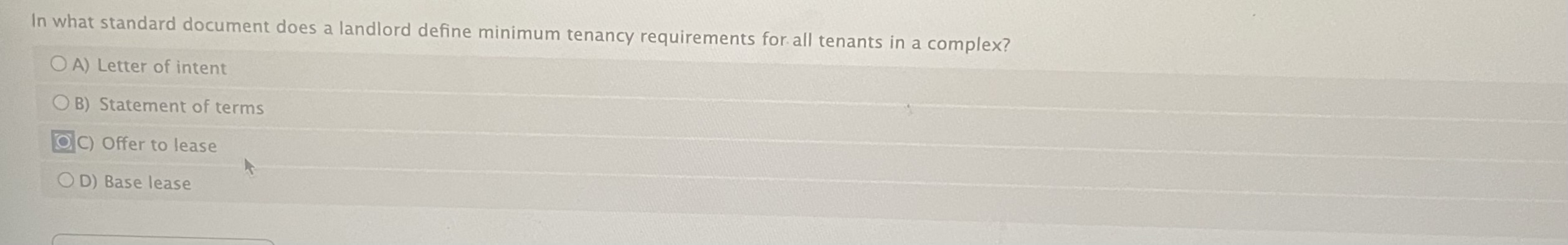  In what standard document does a landlord define minimum tenancy requirements