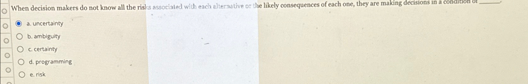  When decision makers do not know all the risks associated with