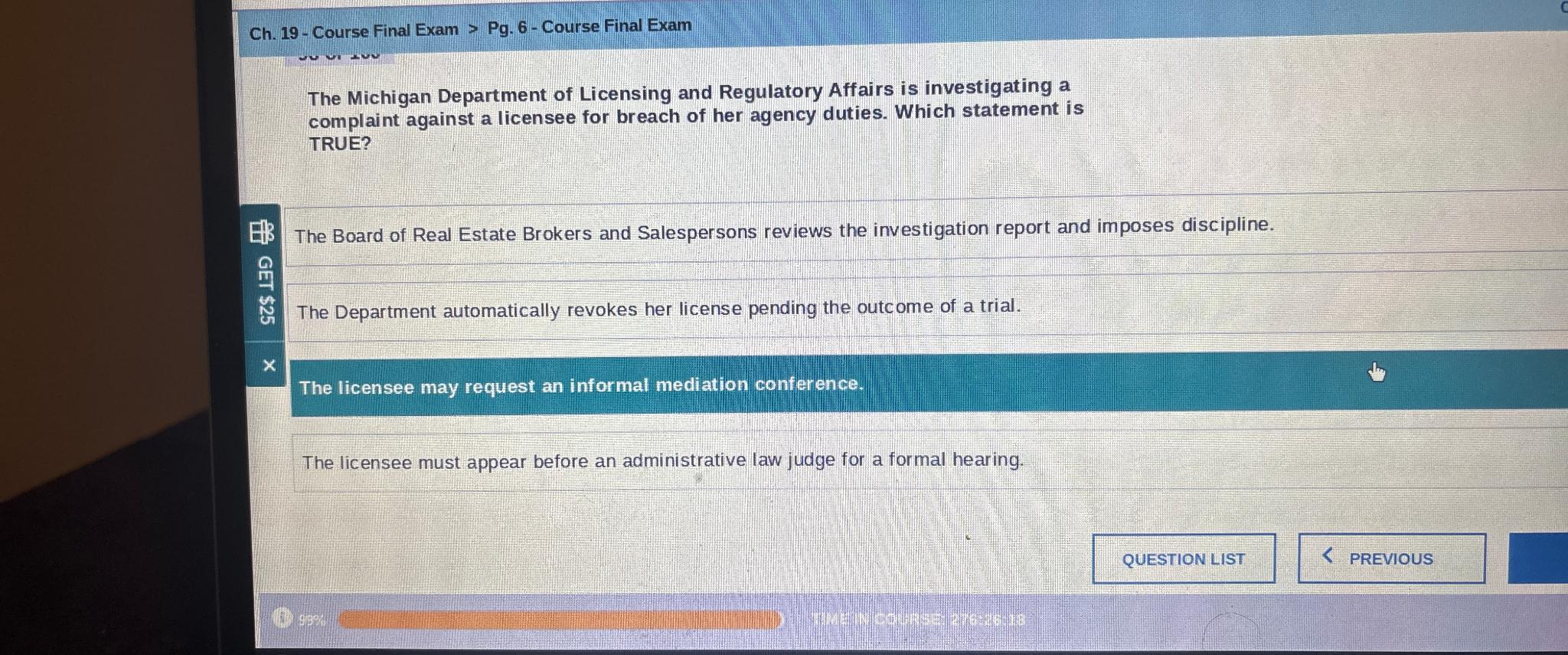  Ch.19- Course Final Exam > Pg.6- Course Final Exam The Michigan