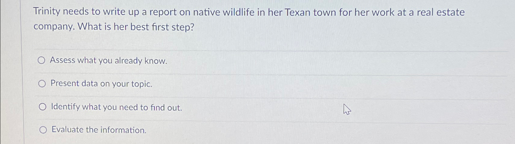  Trinity needs to write up a report on native wildlife in