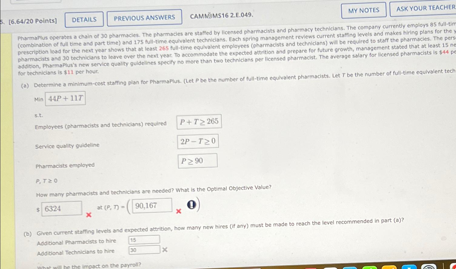  Points] CAMIMS162.E.049. Pharmaplus operates a chain of 30 pharmacies. The pharmacies