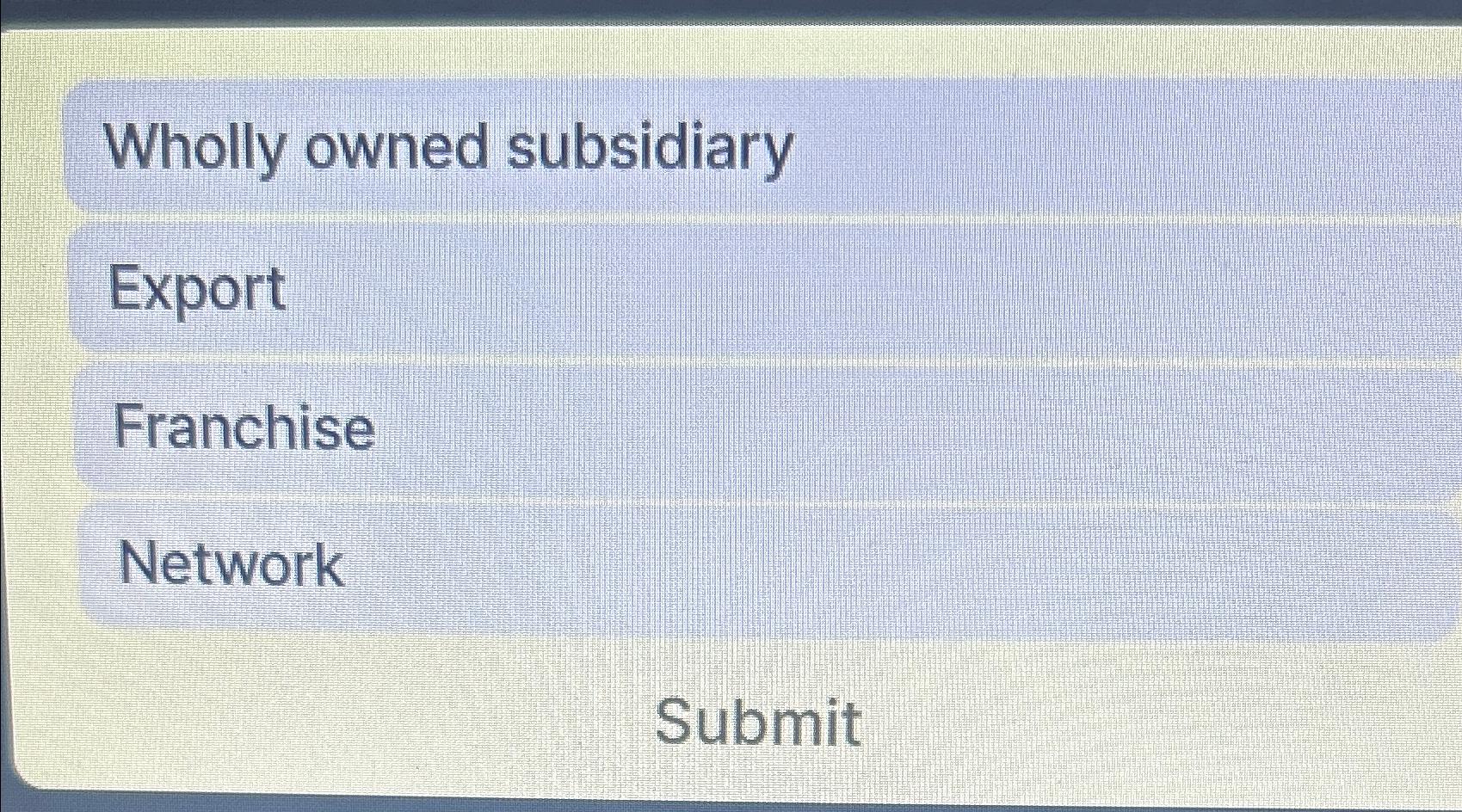  Wholly owned subsidiary Export Franchise Network Submit 