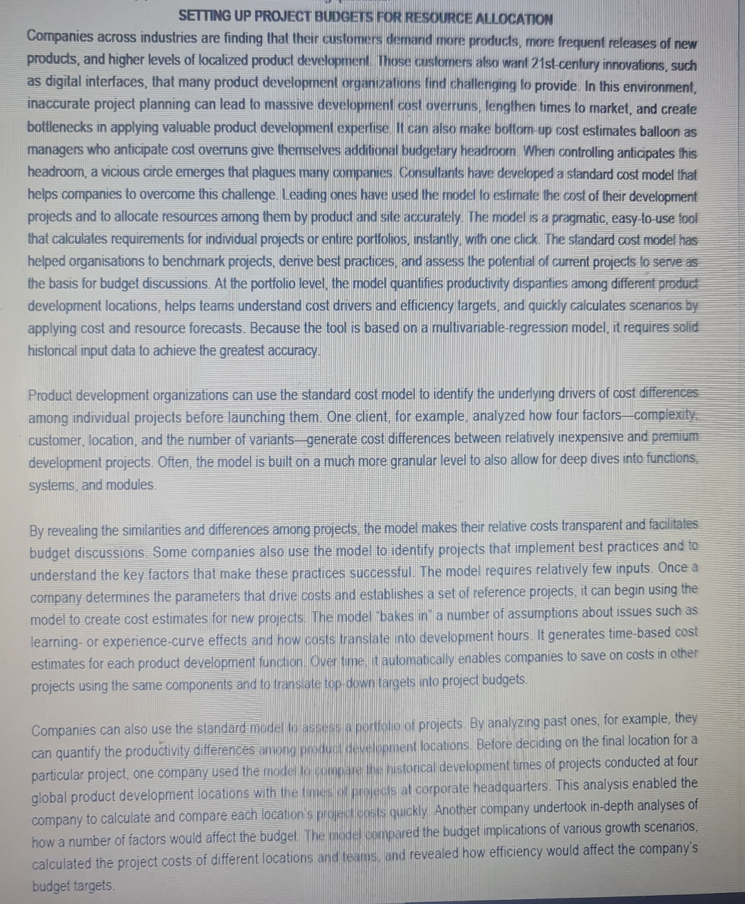  1.2. From a project budgeting context evaluate the relevance of bottom-up