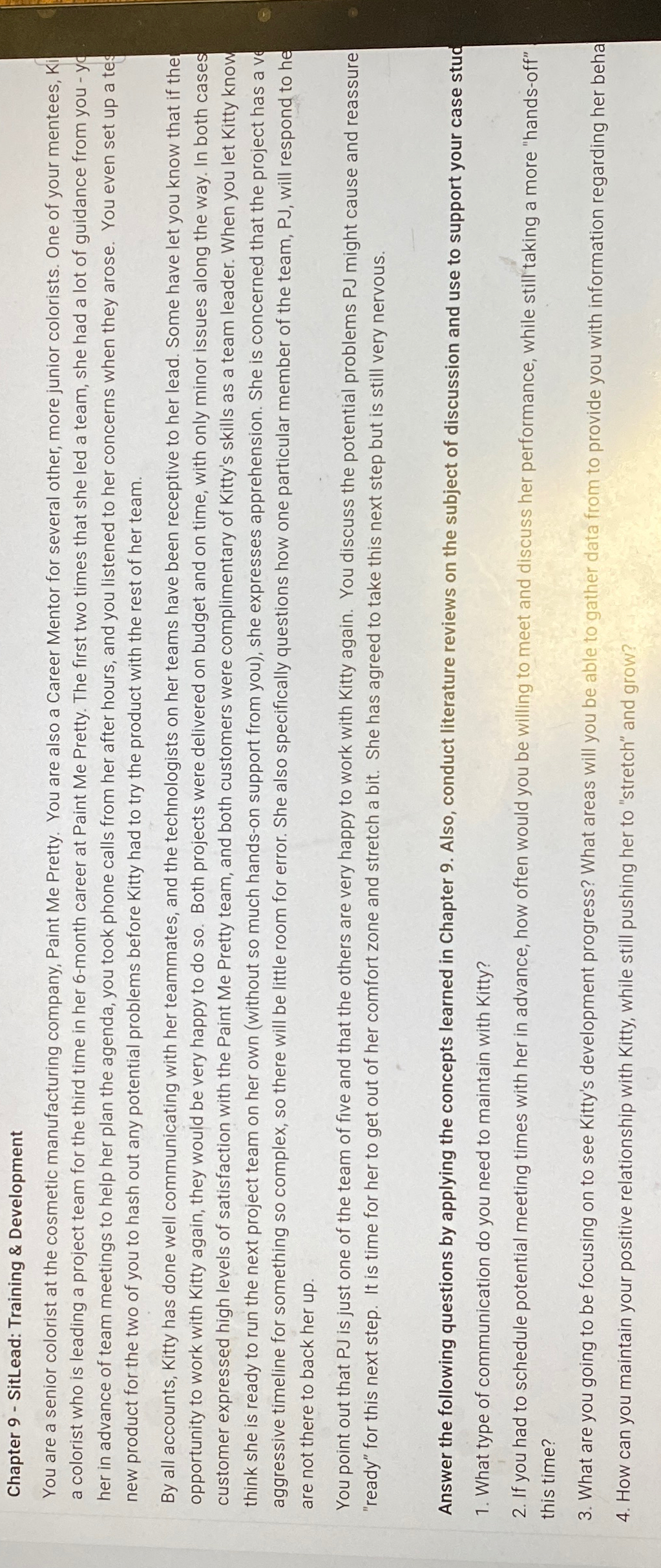  Chapter 9- SitLead: Training & Development You are a senior colorist
