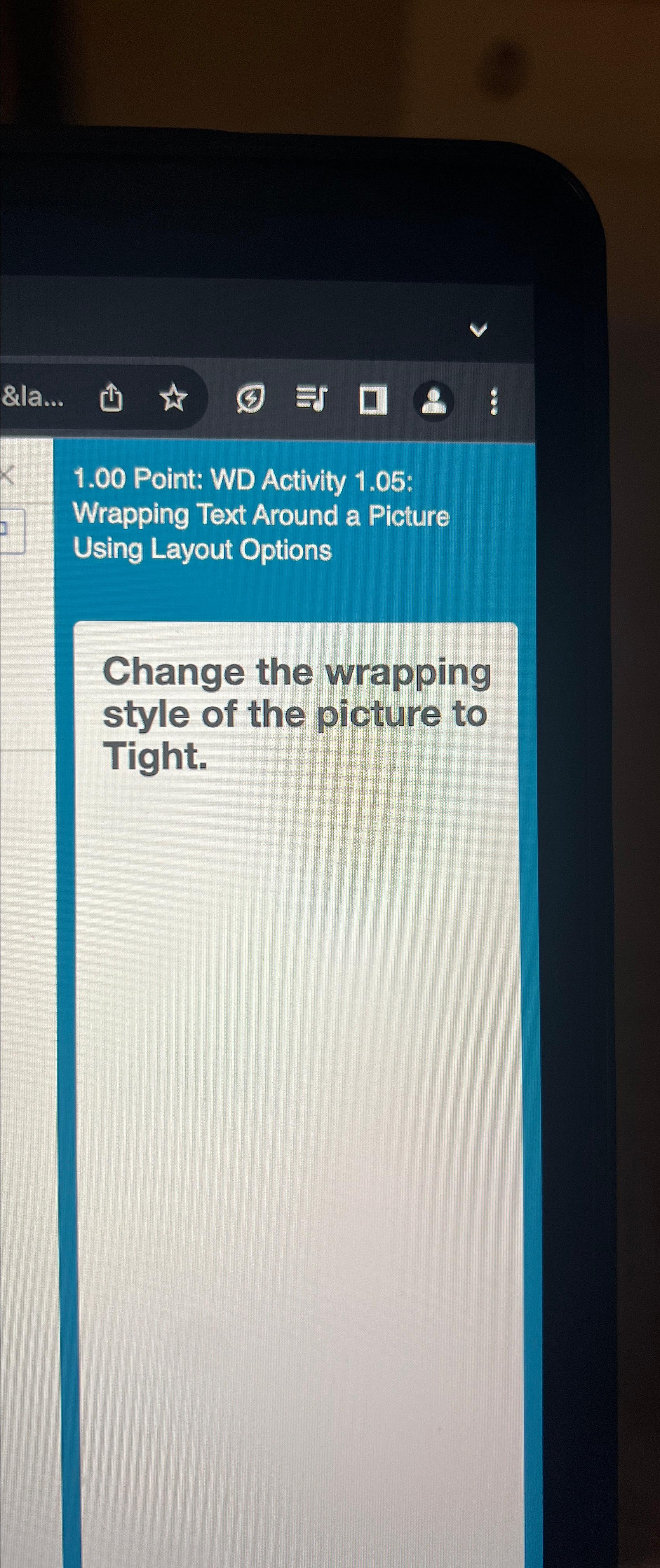  1.00 Point: WD Activity 1.05: Wrapping Text Around a Picture Using