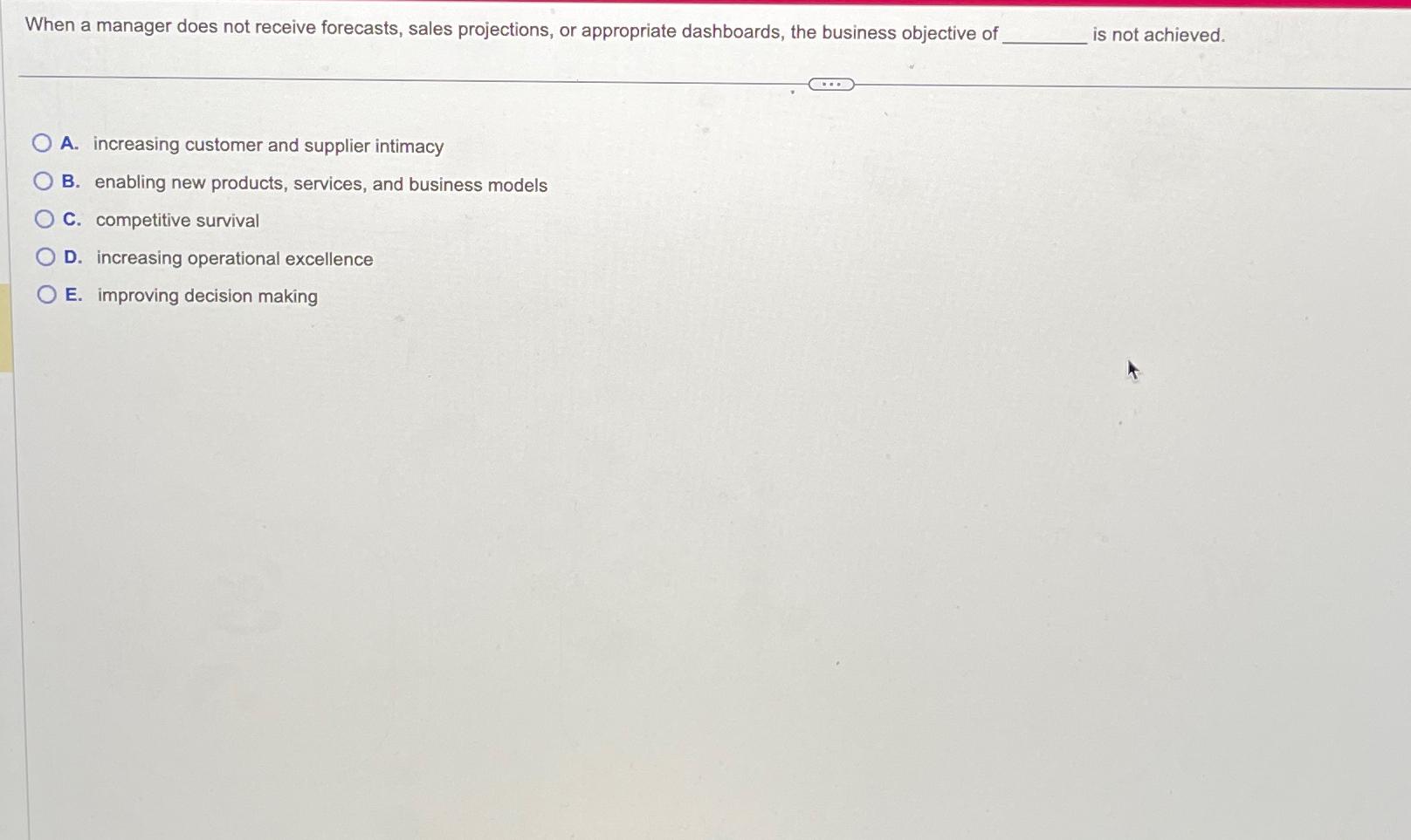  When a manager does not receive forecasts, sales projections, or appropriate