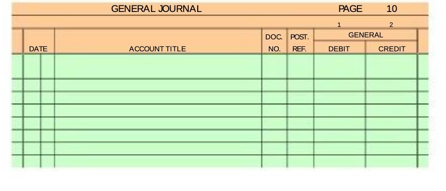  GENERAL JOURNAL PAGE 10 H 2 DOC. POST. GENERAL DATE ACCOUNT