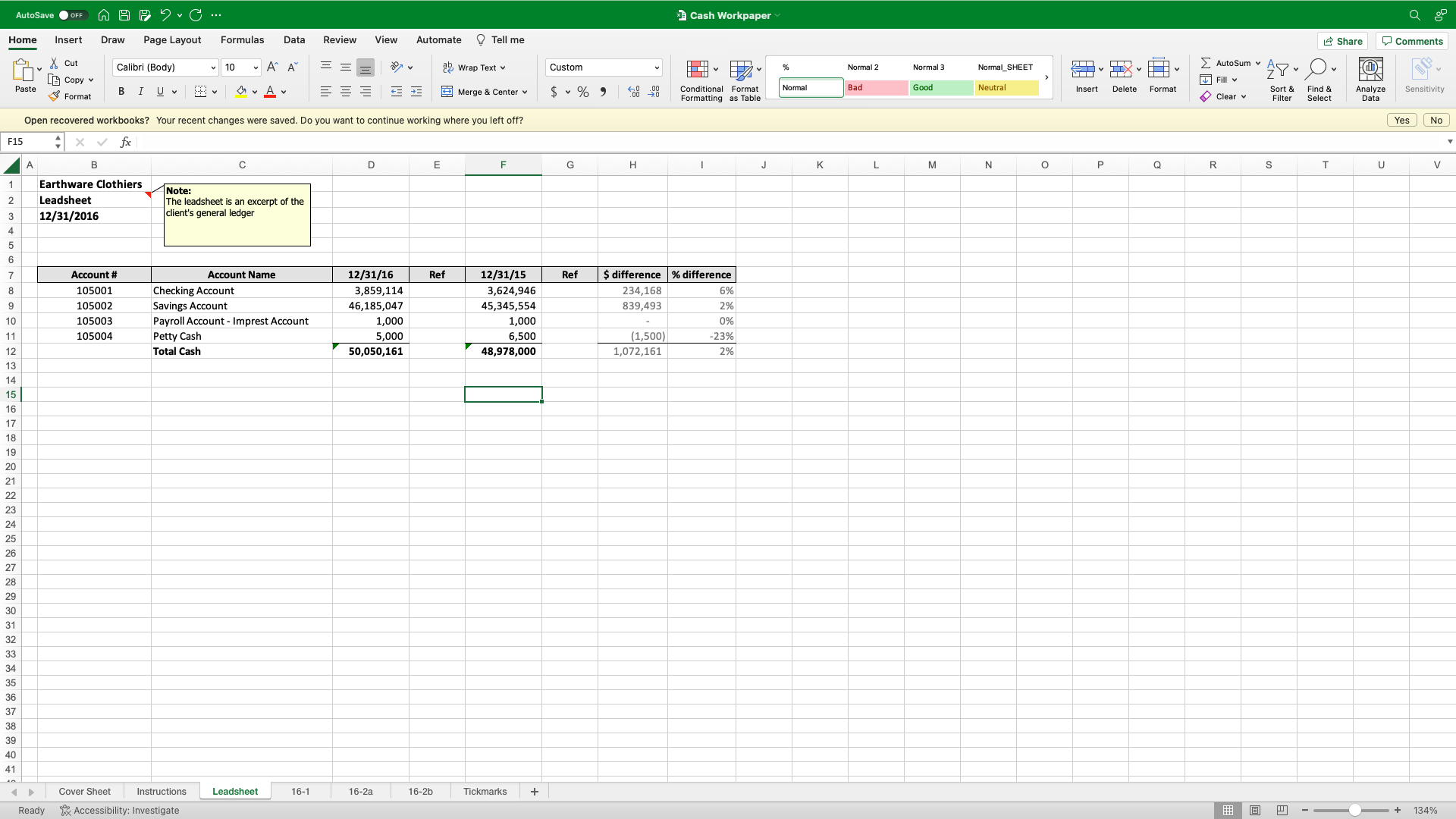 Workpaper Home Insert Draw Page Layout Formulas Data Review View Automate .