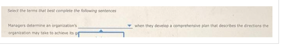  Select the terms that best complete the following sentences Managers determine