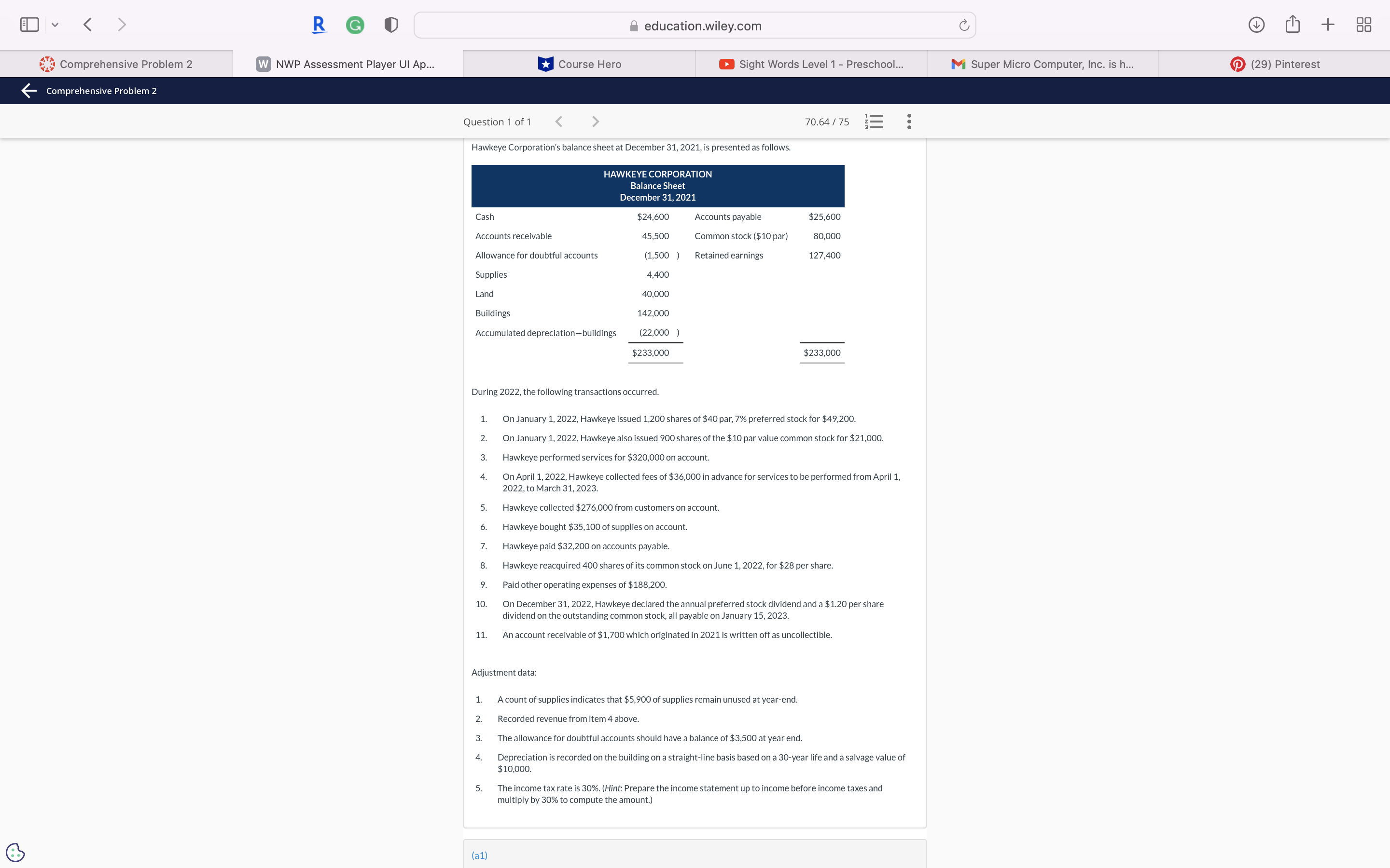  v R GO education.wiley.com C + 88 Comprehensive Problem 2 W