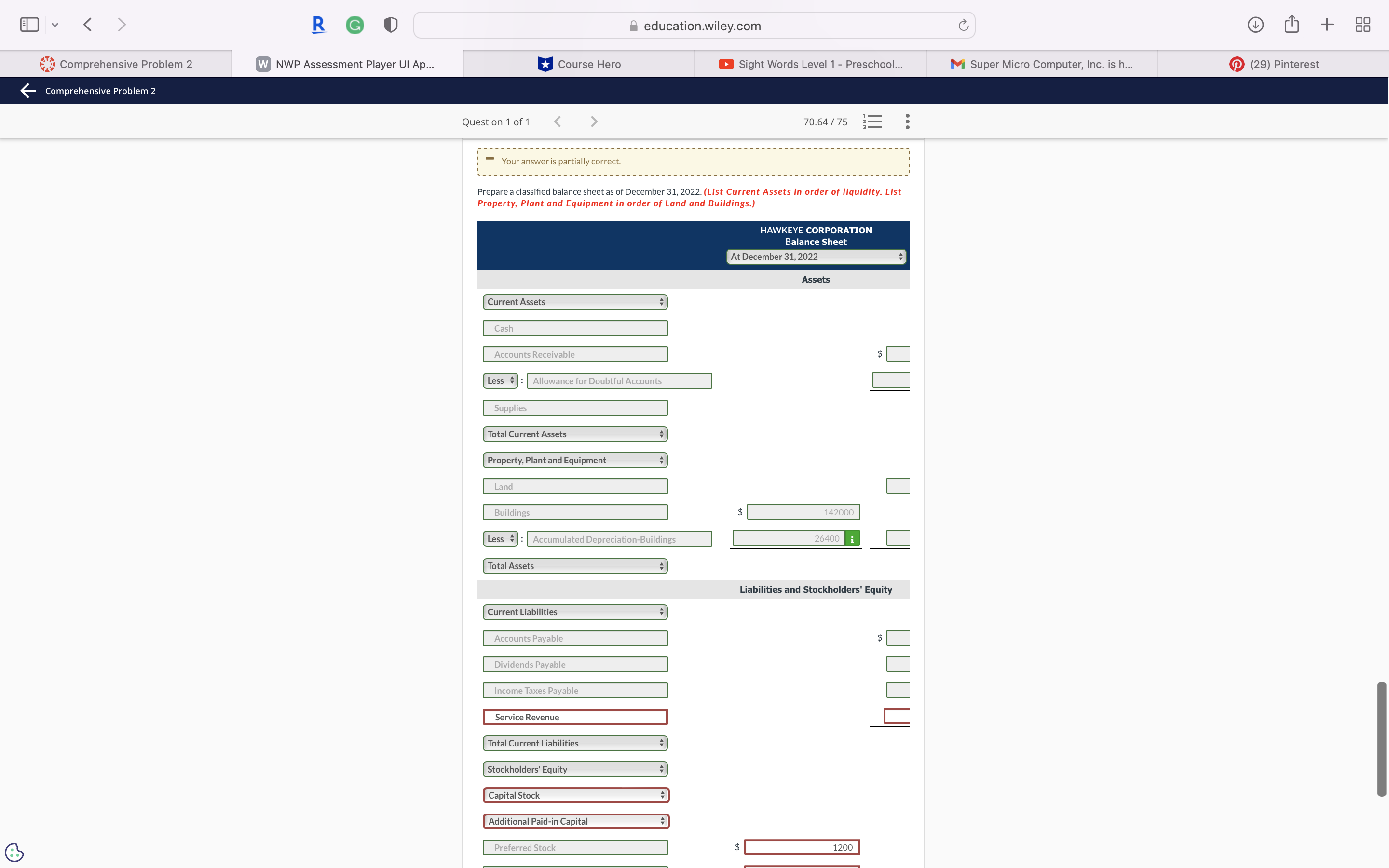 NWP Assessment Player UI Ap... Course Hero Sight Words Level 1 -