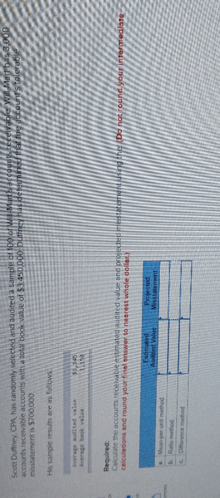 Please help Scott Duffney, CPA, has randomly selected and audited a sample