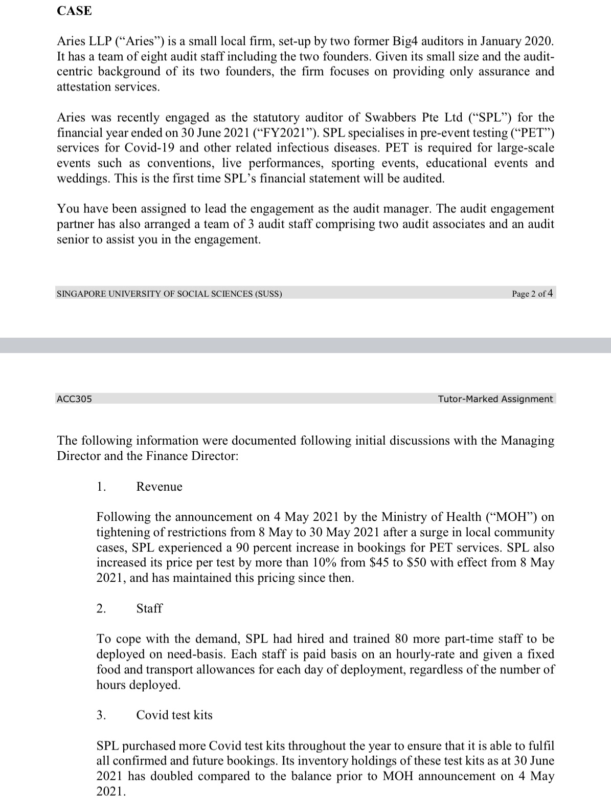 Page 1 please answer question 1 CASE Aries LLP ("Aries") is a