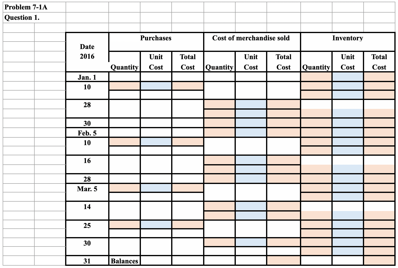 Date n of Units Unit Total 1-Jan Inventory 2,500 $60 150,000 10