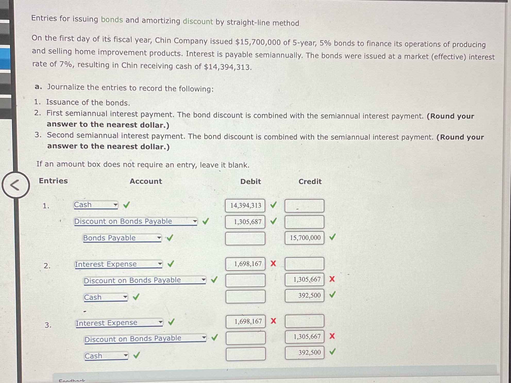 Could you give me a step to step solution Entries for issuing