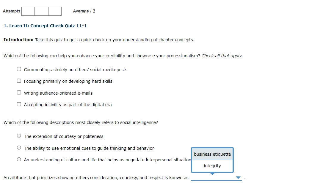  Attempts I I Average ,i' 3 1. Learn It: Concept Check