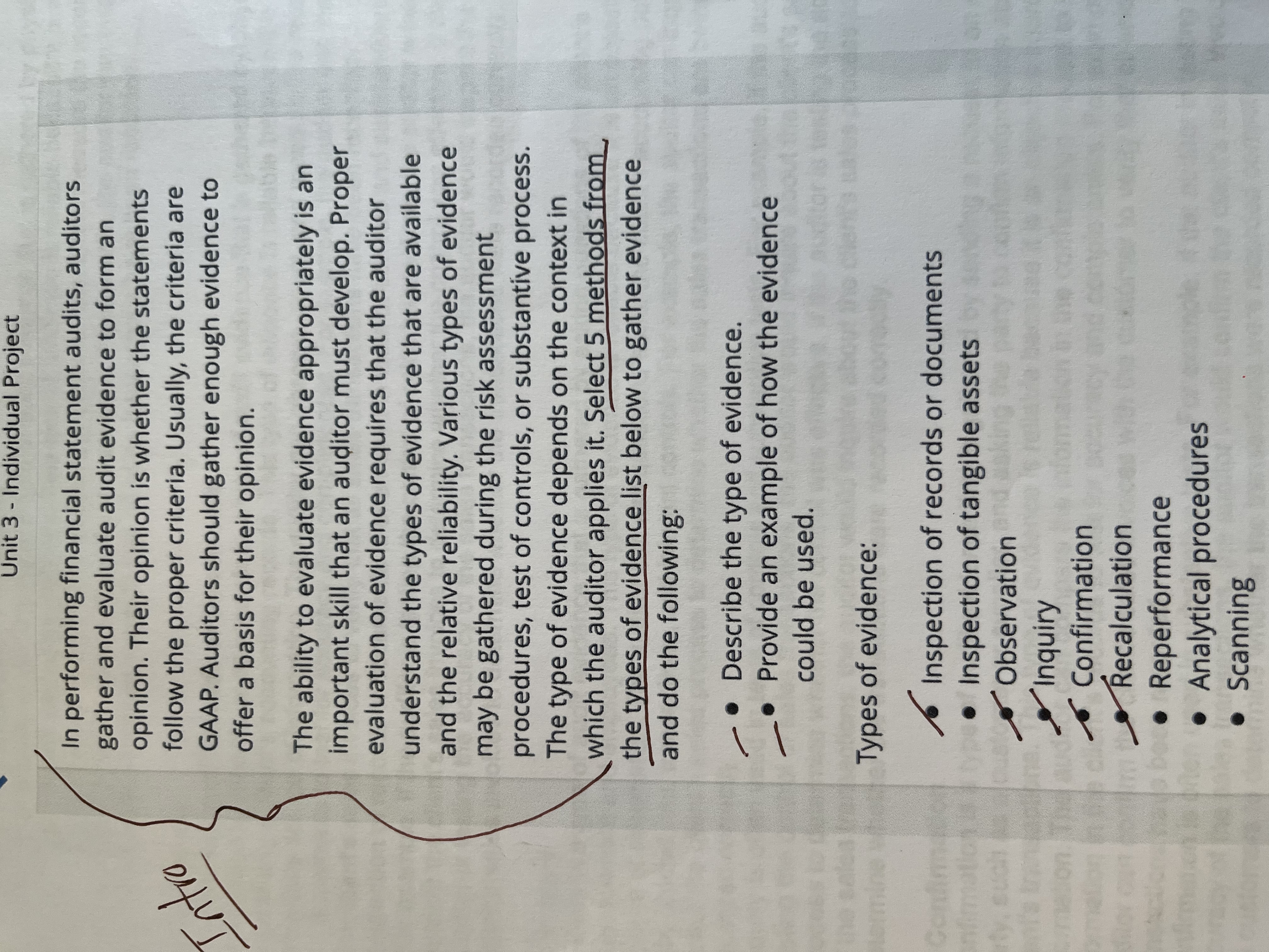 Unit 3 - Individual Project In performing financial statement audits, auditors