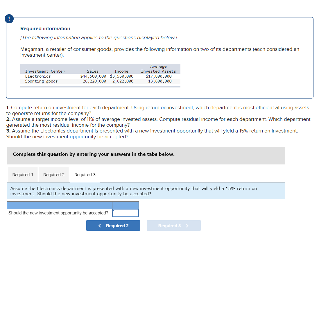 displayed below] Megamart, a retailer ofconsumer goods, provides the followmg information on