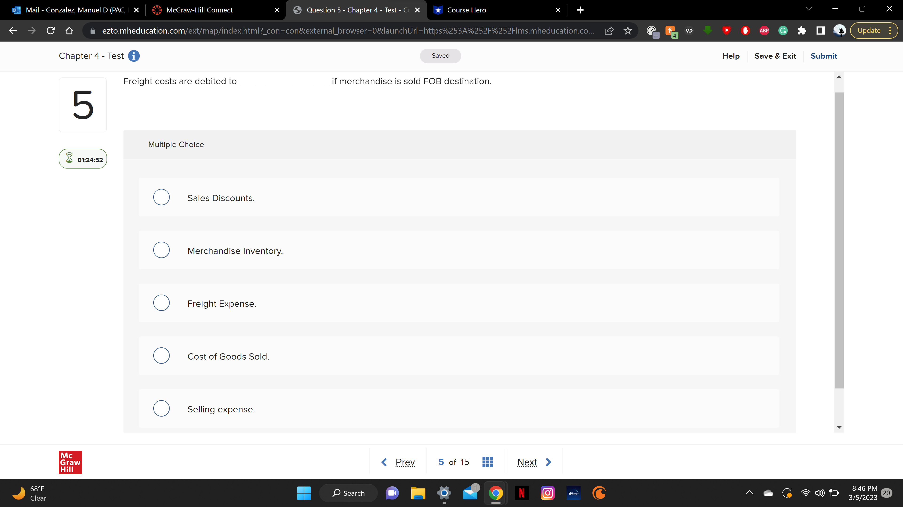 Mail - Gonzalez, Manuel D (PAC, | X McGraw-Hill Connect X