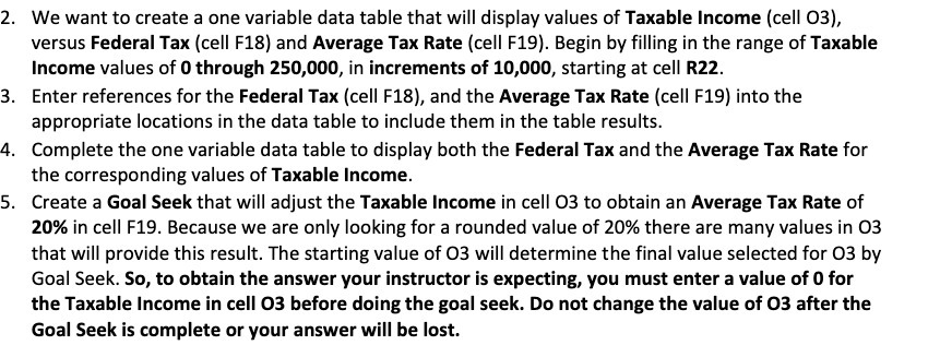  2. We want to create a one variable data table that