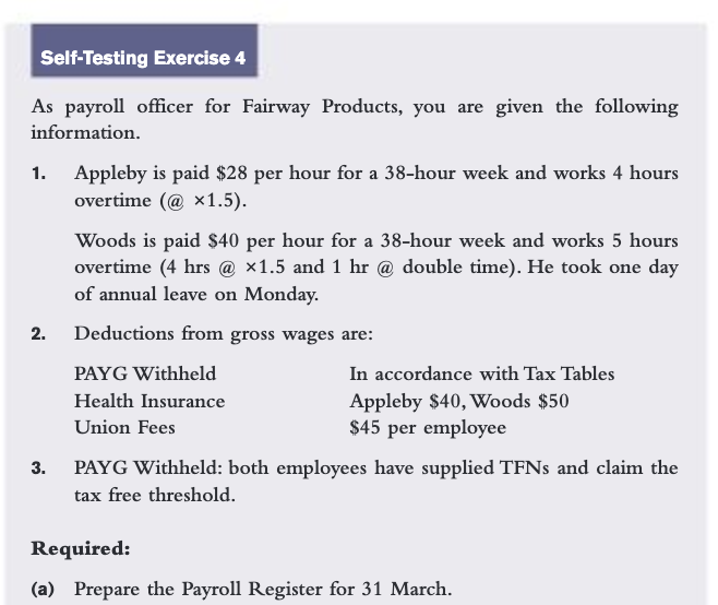 I need help with this whole exercise, especially part (a) which is
