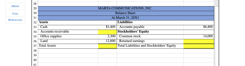 missing amounts. NOTE: When an amount on one financial statement is again