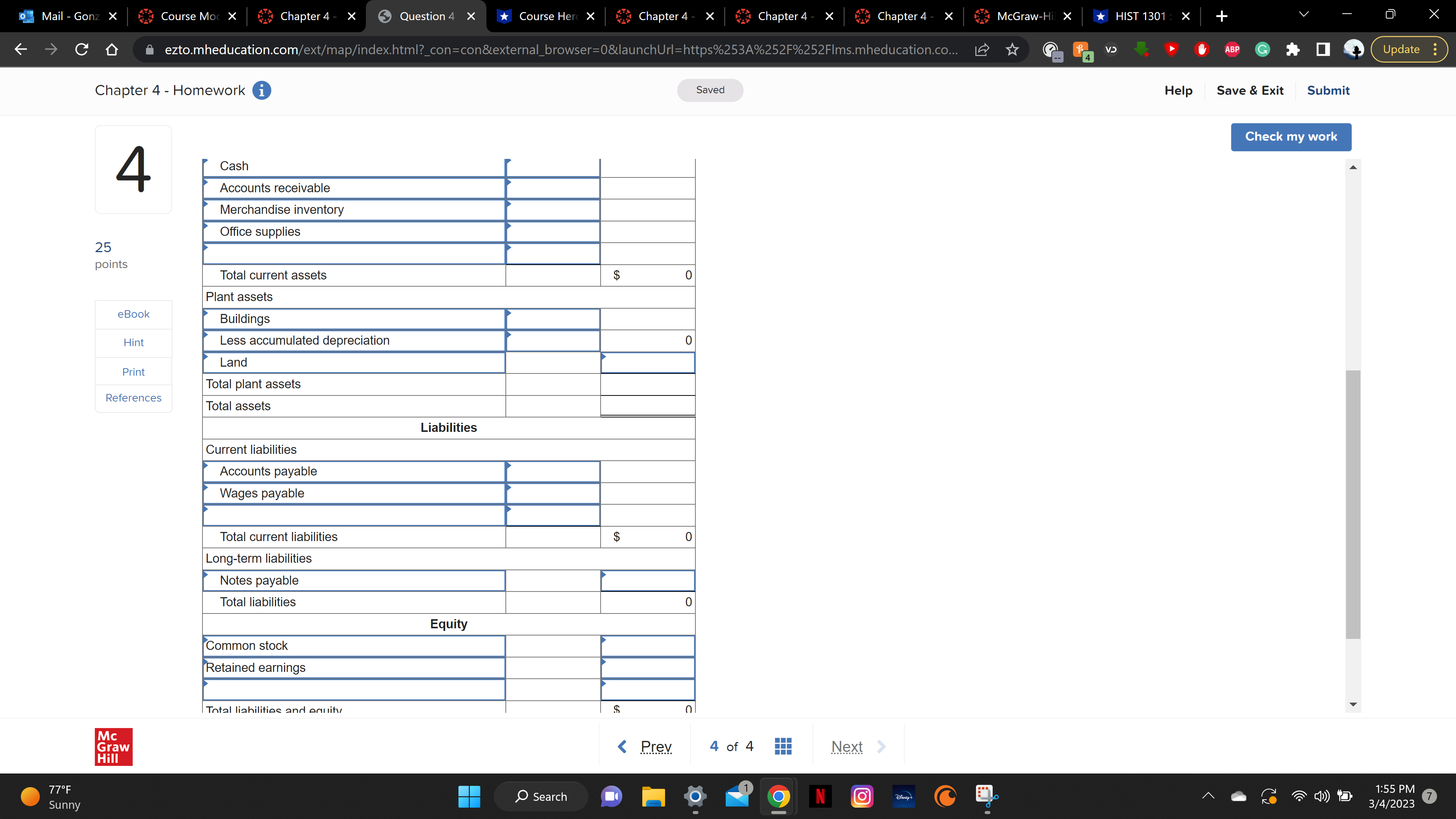 Question 4 X Course Her X Chapter 4 - X Chapter 4